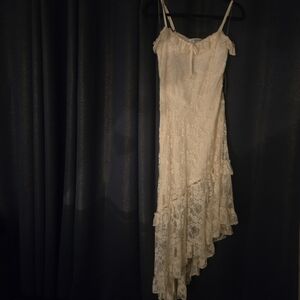 Madden Girl Cream Lace Asymmetrical Slip Dress